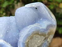 Polished Blue Lace Agate Standing Free Forms x 2 From Malawi - Toprock Gemstones and Minerals 