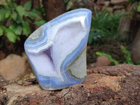 Polished Blue Lace Agate Standing Free Forms x 2 From Malawi - Toprock Gemstones and Minerals 
