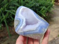 Polished Blue Lace Agate Standing Free Forms x 2 From Malawi - Toprock Gemstones and Minerals 