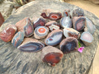 Polished On One Side Red Sashe River Agate Nodules x 24 From Zimbabwe - Toprock Gemstones and Minerals 