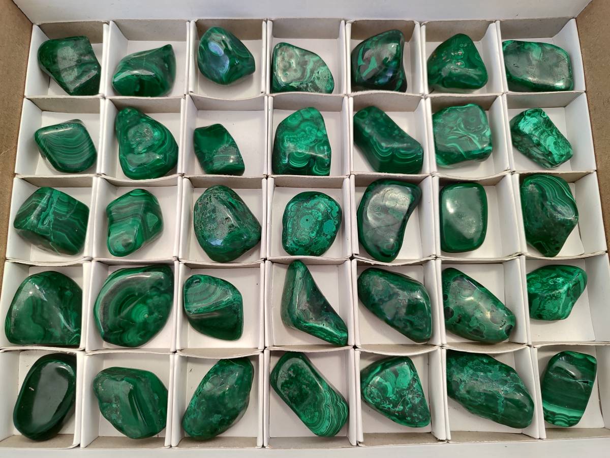 Polished Flower Malachite Free Forms x 35 From Congo - Toprock Gemstones and Minerals 
