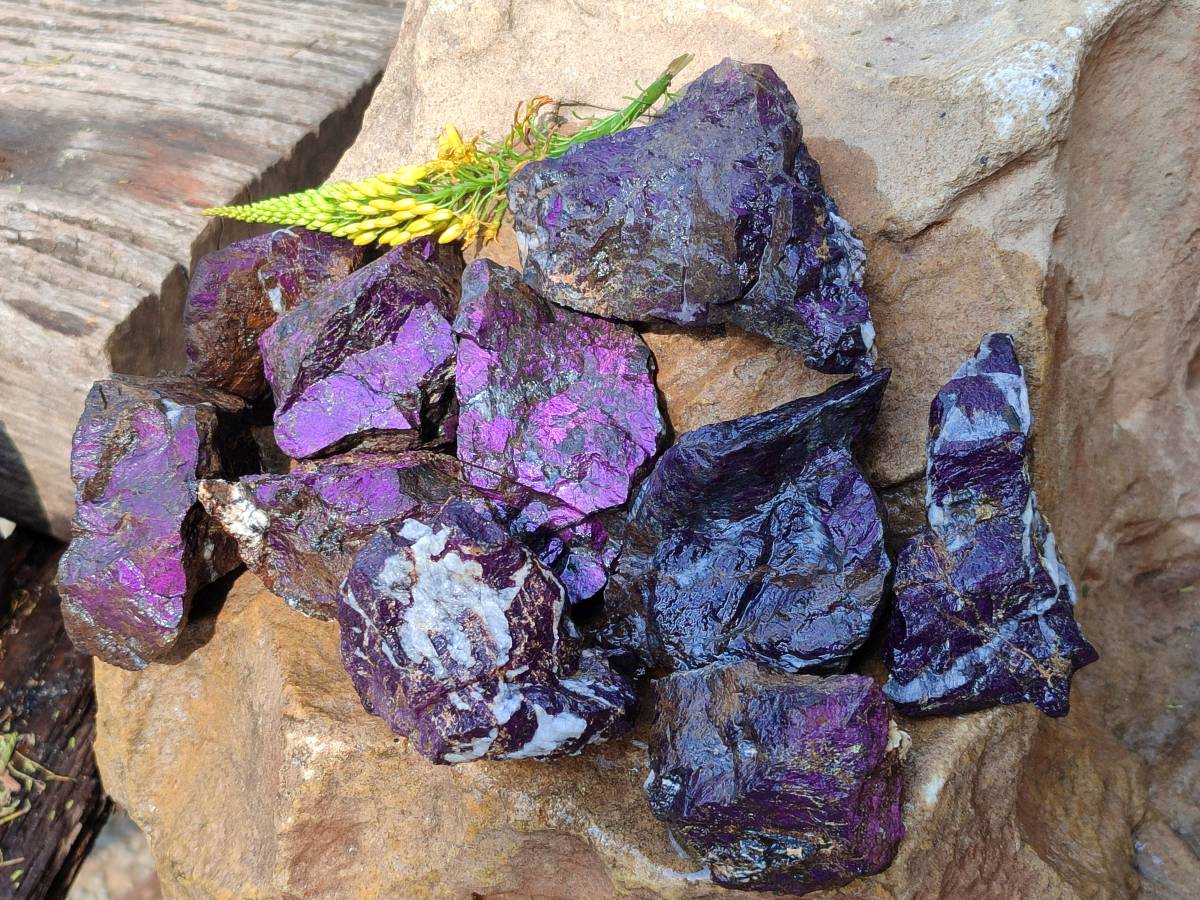 Natural Metallic Purpurite Specimens x 12 From Erongo, Namibia - Toprock Gemstones and Minerals 
