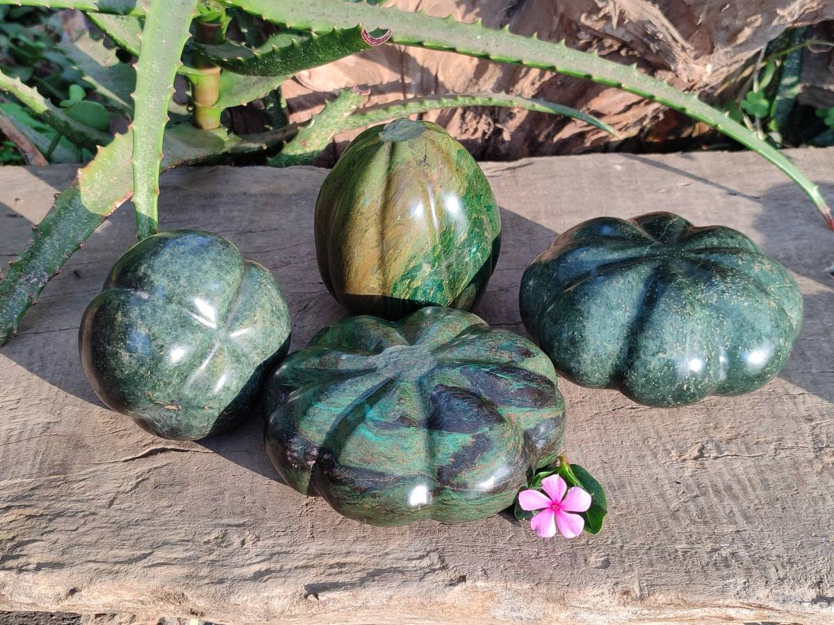 Hand Made Green Verdite Vegetable Carvings x 4 From Zimbabwe - Toprock Gemstones and Minerals 