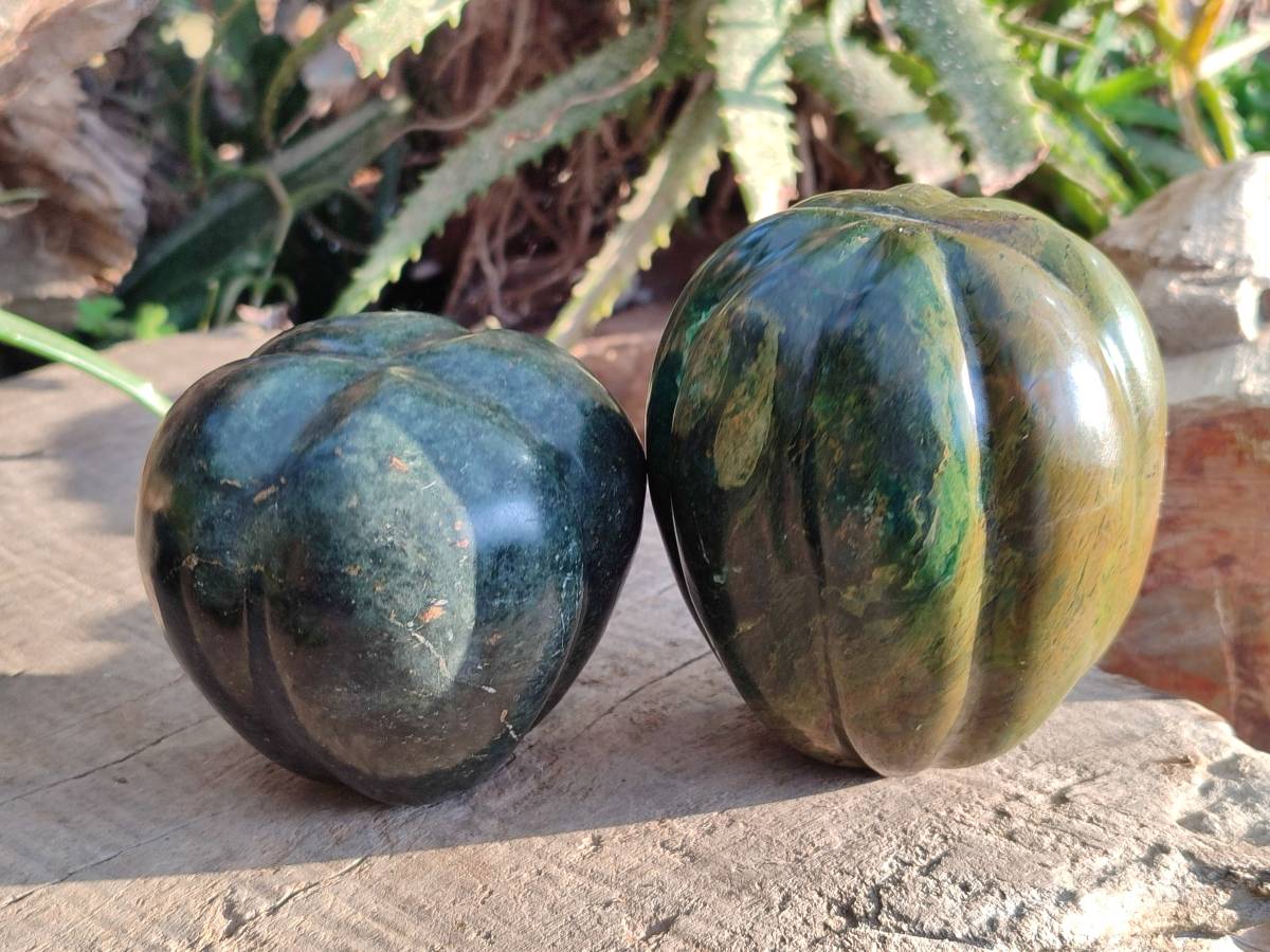 Hand Made Green Verdite Vegetable Carvings x 4 From Zimbabwe - Toprock Gemstones and Minerals 