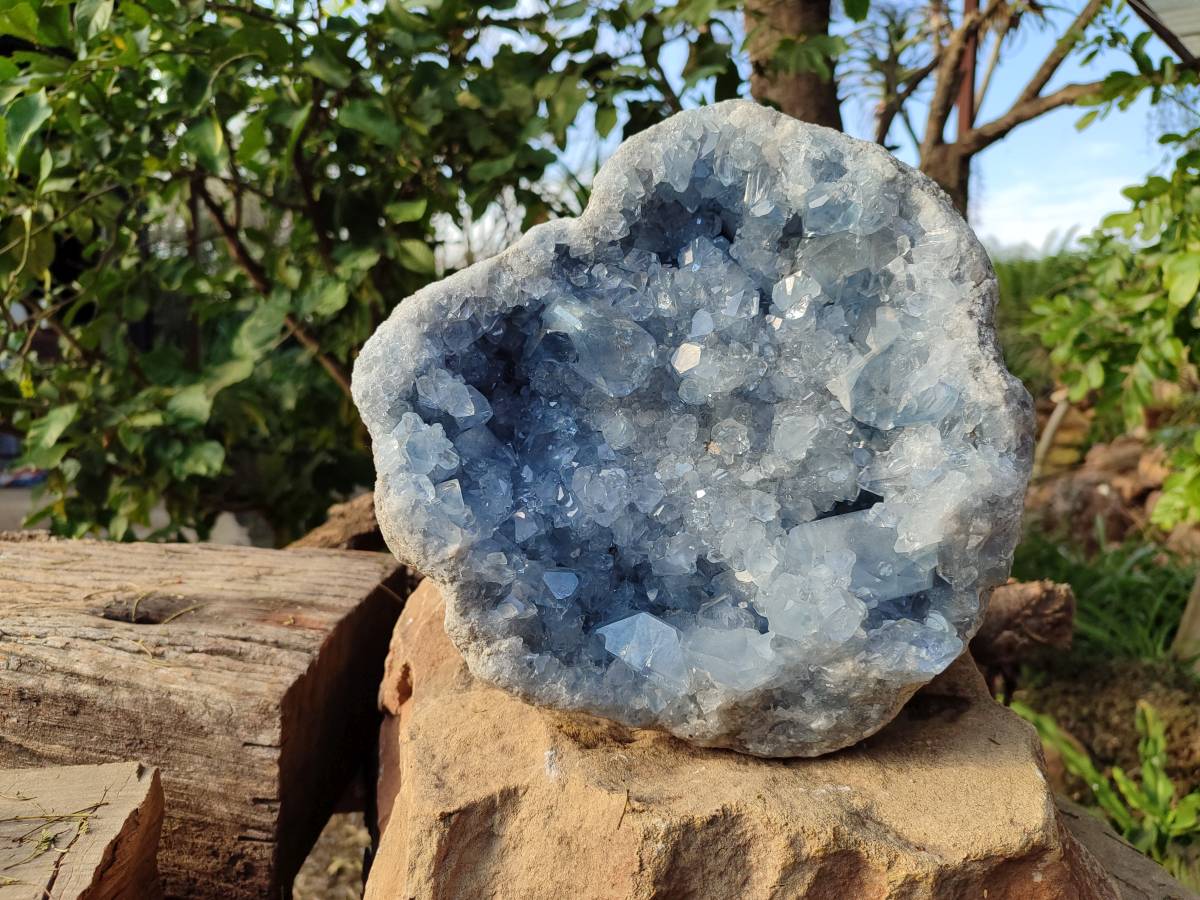 Natural Celestite Geode Specimen x 1 From Sakoany, Madagascar - Toprock Gemstones and Minerals 
