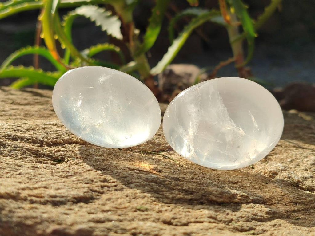 Polished Girasol Pearl Quartz Palm Stones x 20 From Ambatondrazaka, Madagascar - Toprock Gemstones and Minerals 