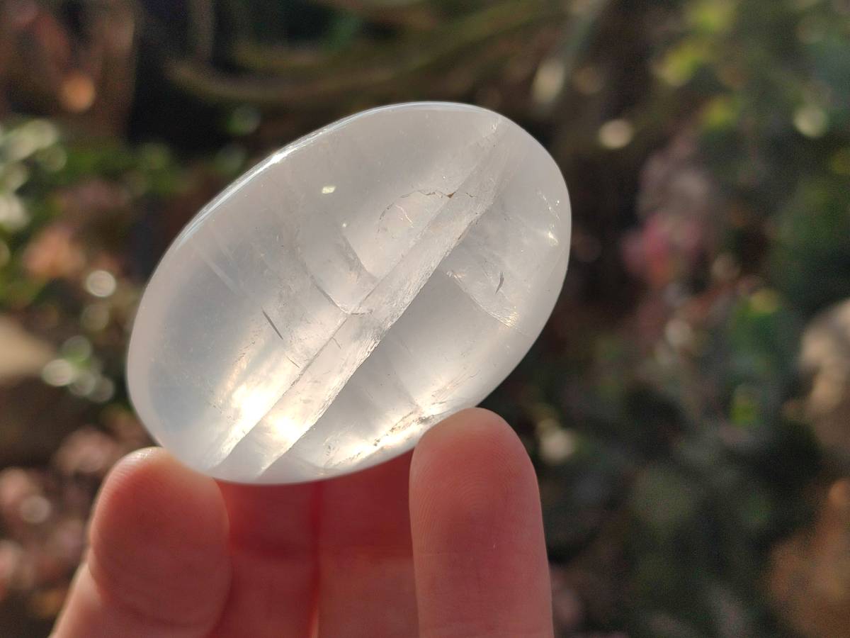 Polished Girasol Pearl Quartz Palm Stones x 20 From Ambatondrazaka, Madagascar - Toprock Gemstones and Minerals 