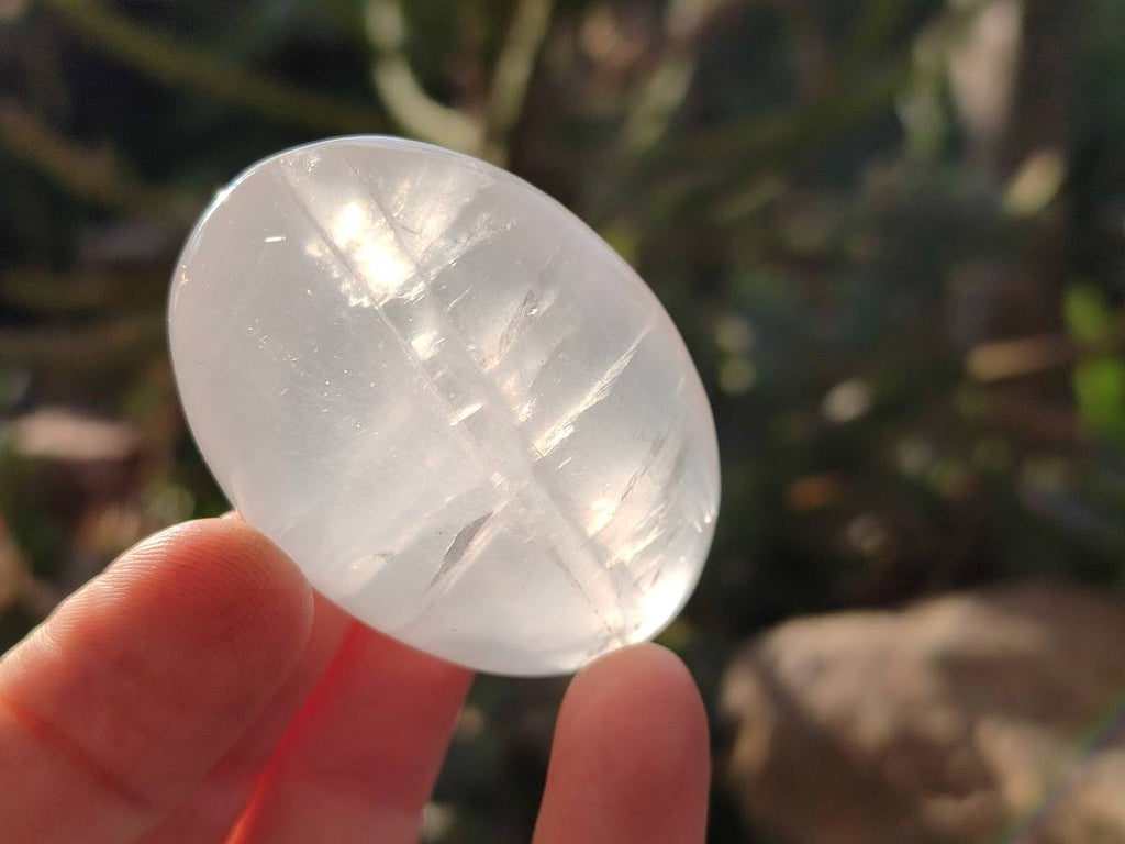 Polished Girasol Pearl Quartz Palm Stones x 20 From Ambatondrazaka, Madagascar - Toprock Gemstones and Minerals 