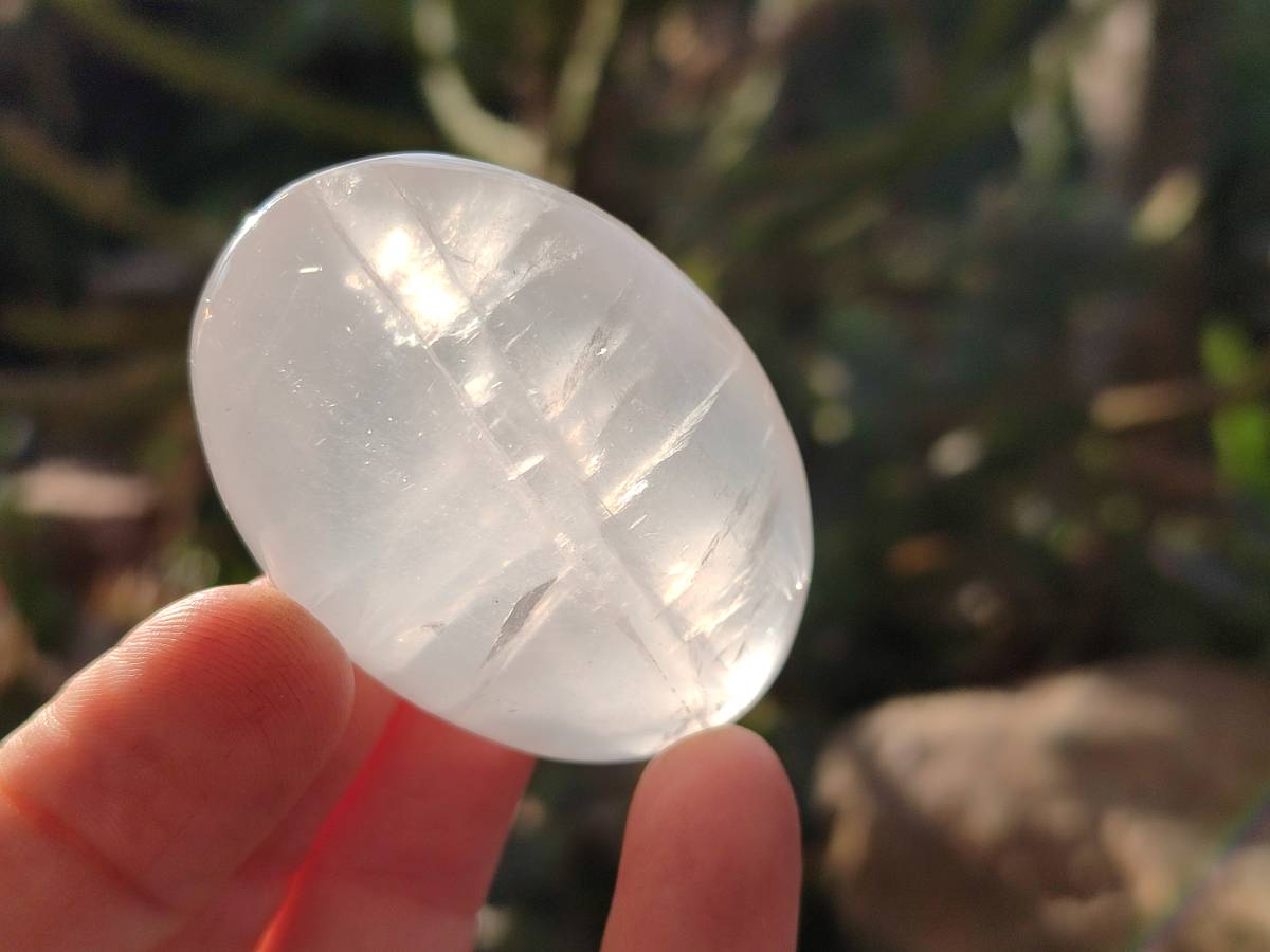 Polished Girasol Pearl Quartz Palm Stones x 20 From Ambatondrazaka, Madagascar - Toprock Gemstones and Minerals 