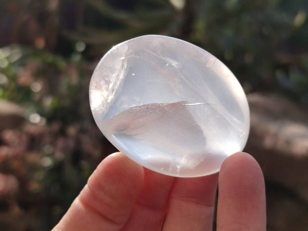Polished Girasol Pearl Quartz Palm Stones x 20 From Ambatondrazaka, Madagascar