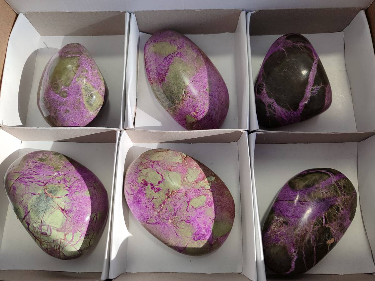 Polished Stichtite Free Forms x 6 From Barberton, South Africa - Toprock Gemstones and Minerals 