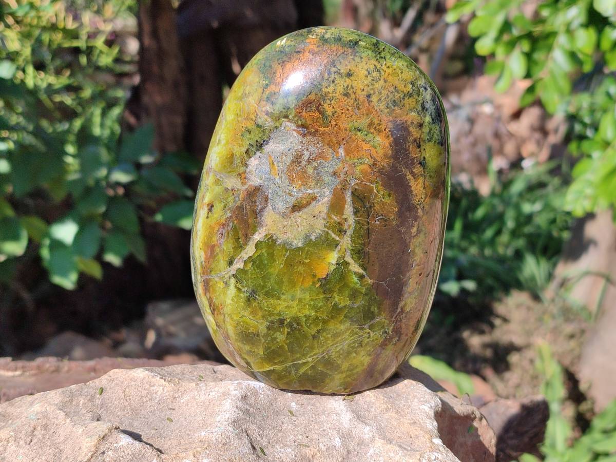 Polished Green Opal Standing Free Form x 1 From Madagascar - Toprock Gemstones and Minerals 