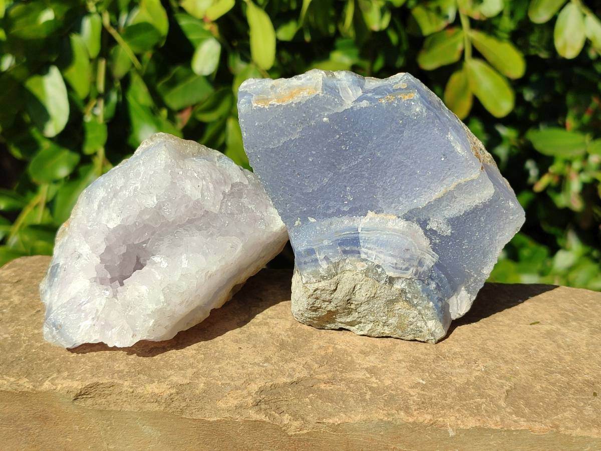 Natural Blue Lace Agate Geode Specimens x 12 From Malawi - Toprock Gemstones and Minerals 