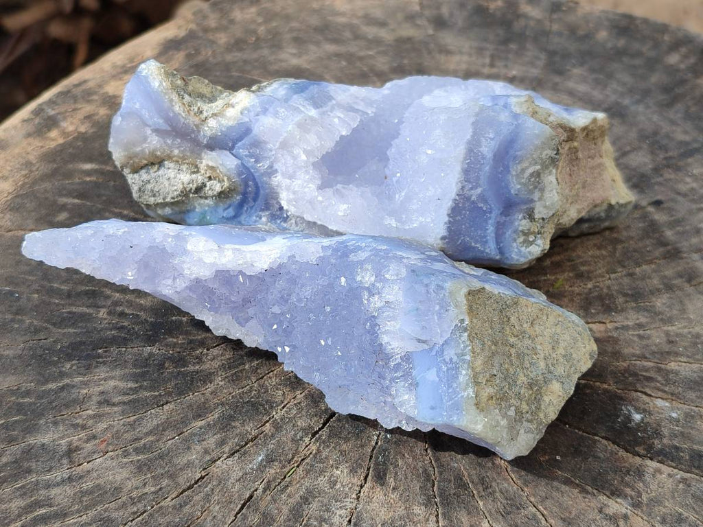 Natural Blue Lace Agate Geode Specimens x 12 From Malawi - Toprock Gemstones and Minerals 