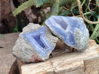 Natural Blue Lace Agate Geode Specimens x 12 From Malawi