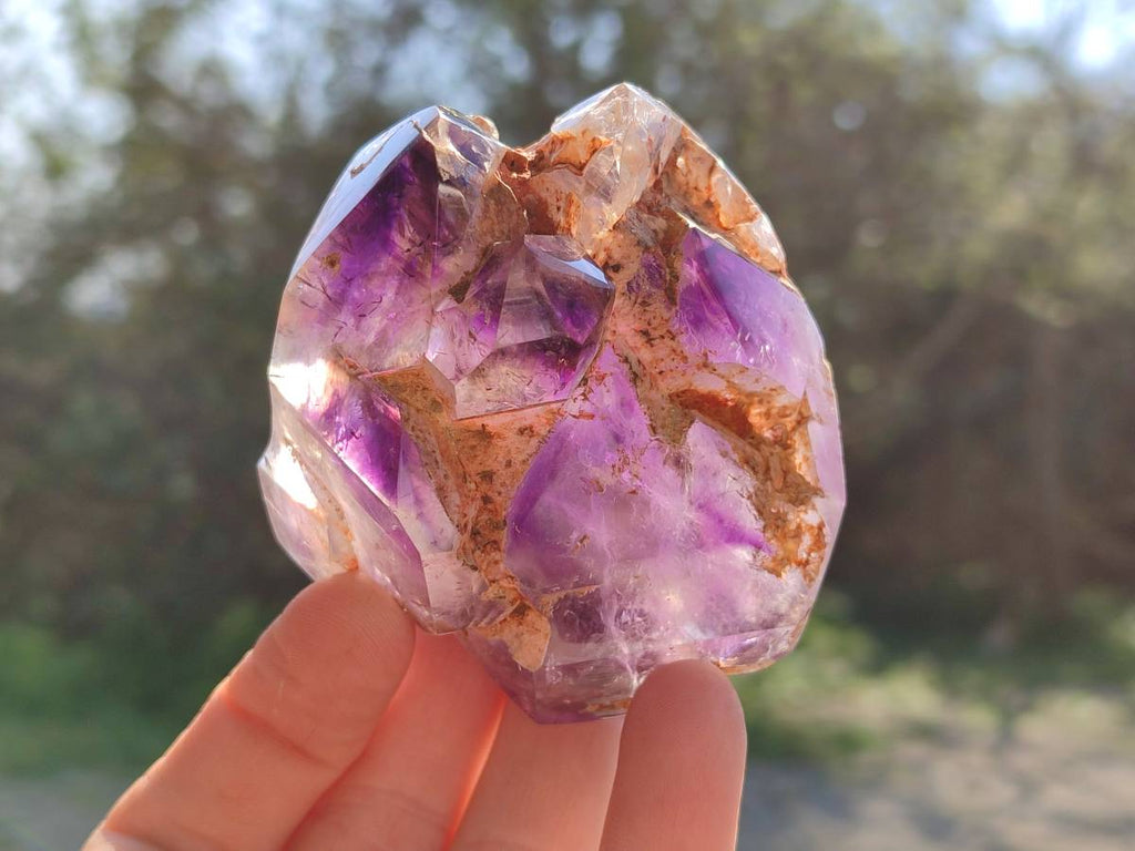 Polished Window Amethyst Crystals x 3 From Madagascar - Toprock Gemstones and Minerals 