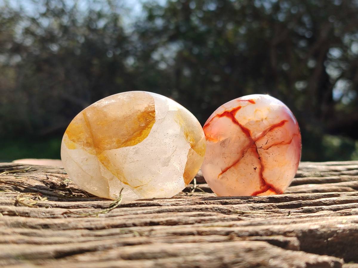 Polished Carnelian Agate Palm Stones x 14 From Madagascar - Toprock Gemstones and Minerals 