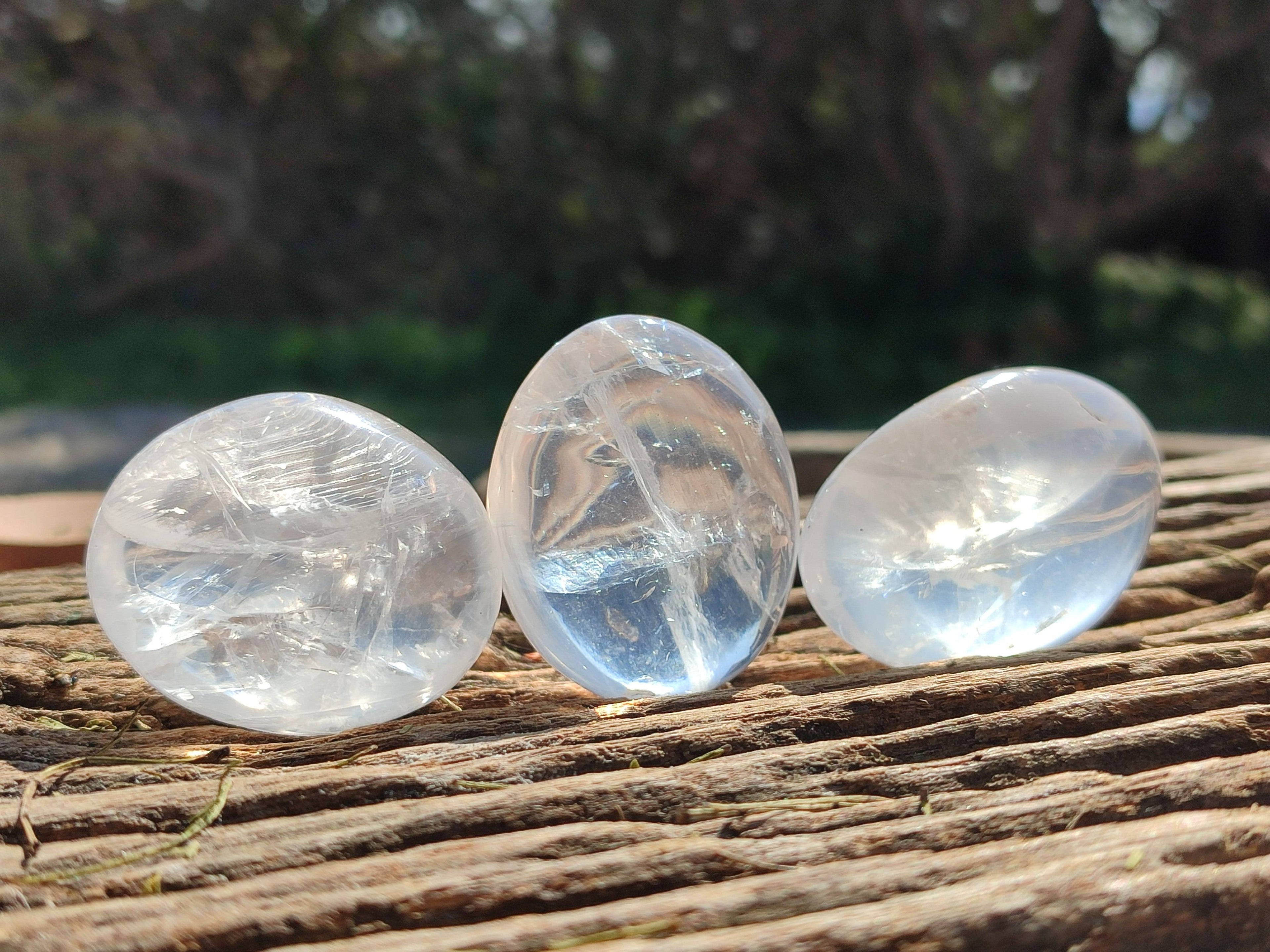 Polished Girasol Pearl Quartz Palm Stones x 20 From Ambatondrazaka, Madagascar - Toprock Gemstones and Minerals 