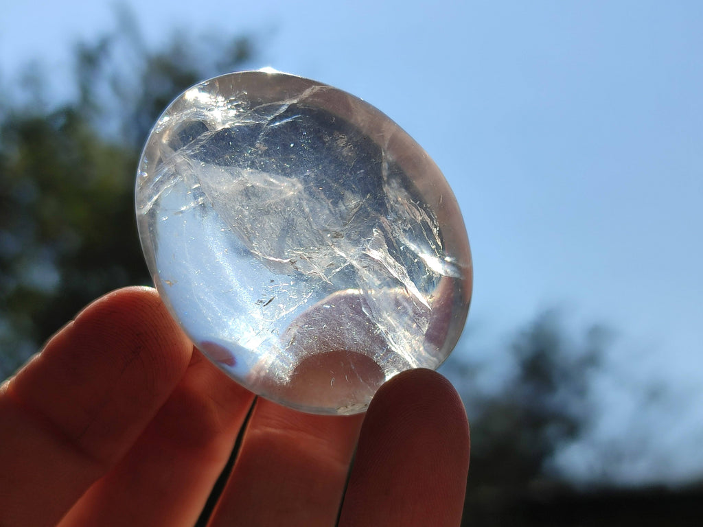 Polished Girasol Pearl Quartz Palm Stones x 20 From Ambatondrazaka, Madagascar - Toprock Gemstones and Minerals 