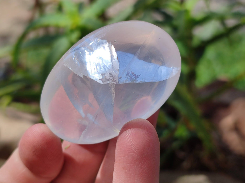 Polished Girasol Pearl Quartz Palm Stones x 20 From Ambatondrazaka, Madagascar - Toprock Gemstones and Minerals 