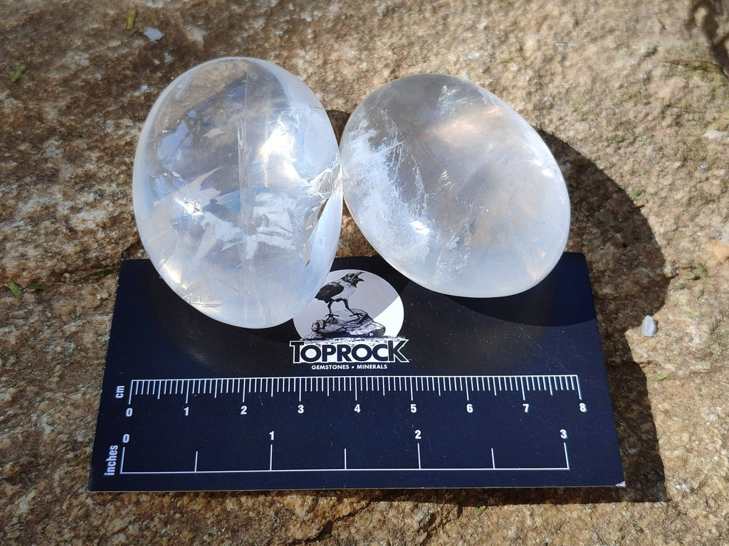 Polished Girasol Pearl Quartz Palm Stones x 20 From Ambatondrazaka, Madagascar - Toprock Gemstones and Minerals 