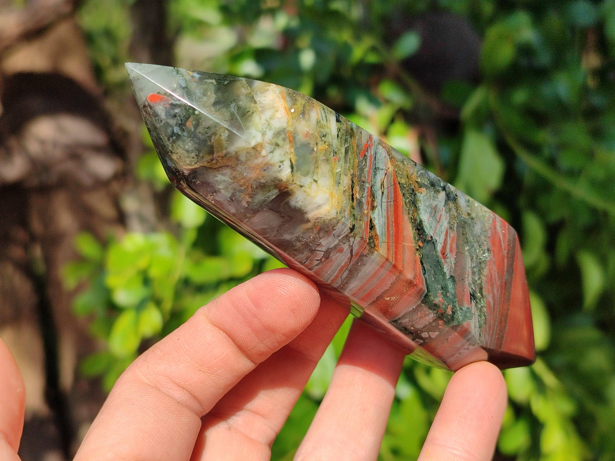 Polished Double Terminated Bloodstone Points x 6 From Swaziland - Toprock Gemstones and Minerals 