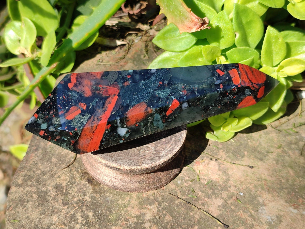 Polished Double Terminated Bloodstone Points x 6 From Swaziland - Toprock Gemstones and Minerals 