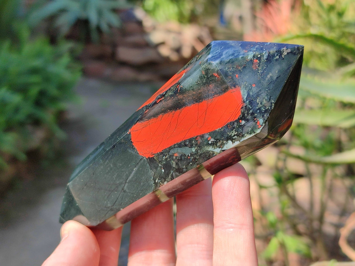 Polished Double Terminated Bloodstone Points x 6 From Swaziland - Toprock Gemstones and Minerals 