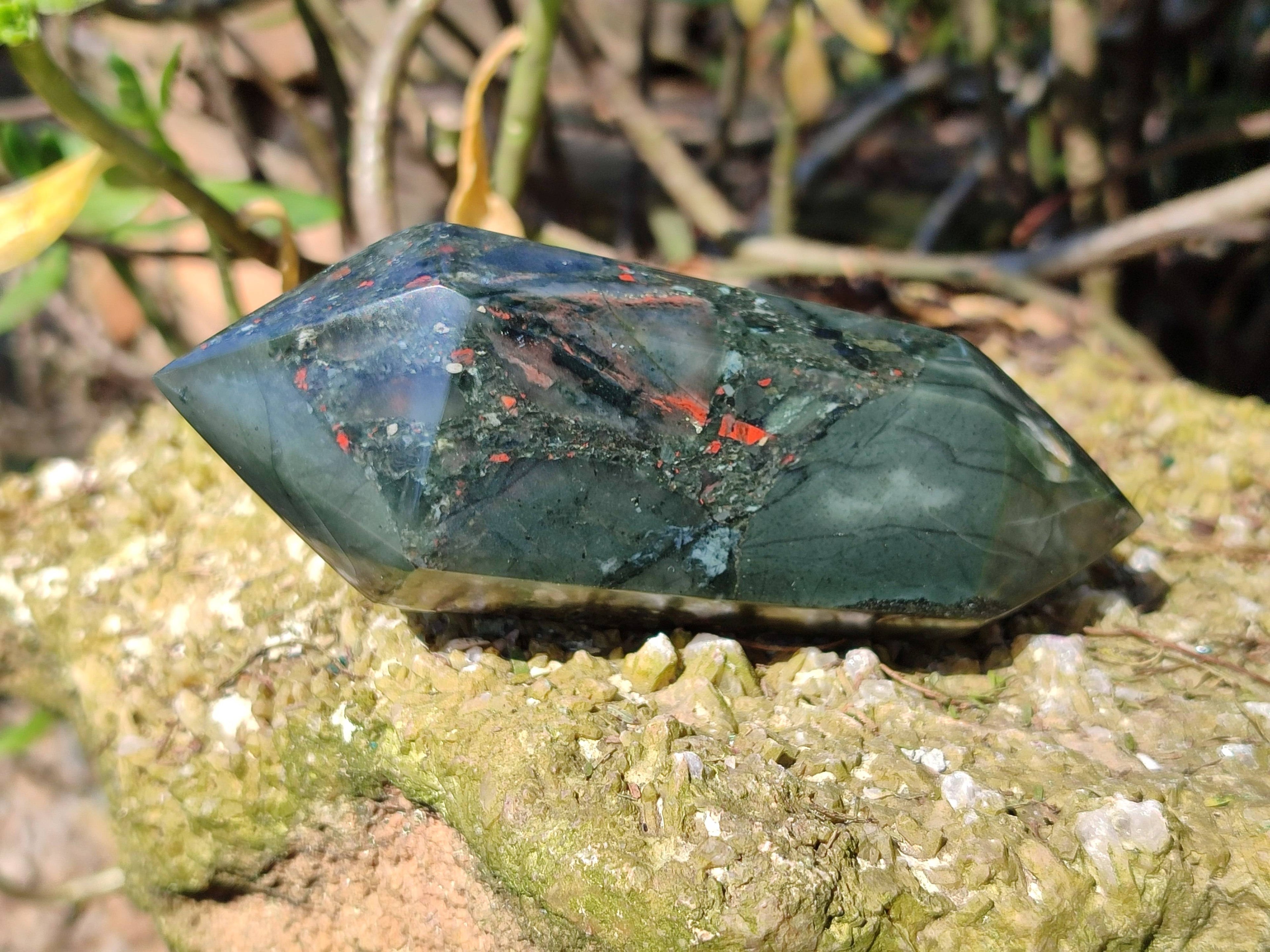Polished Double Terminated Bloodstone Points x 6 From Swaziland - Toprock Gemstones and Minerals 