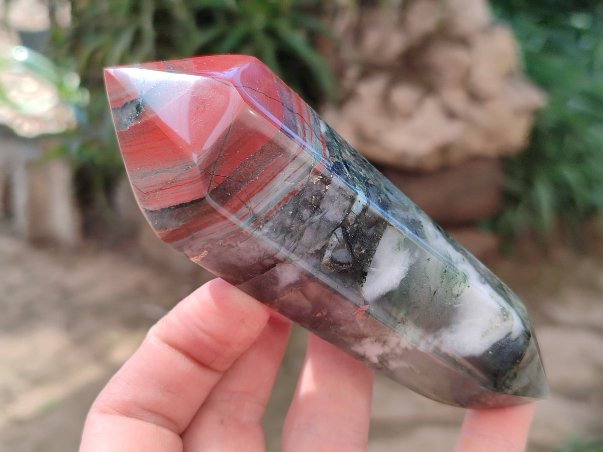 Polished Double Terminated Bloodstone Points x 6 From Swaziland - Toprock Gemstones and Minerals 