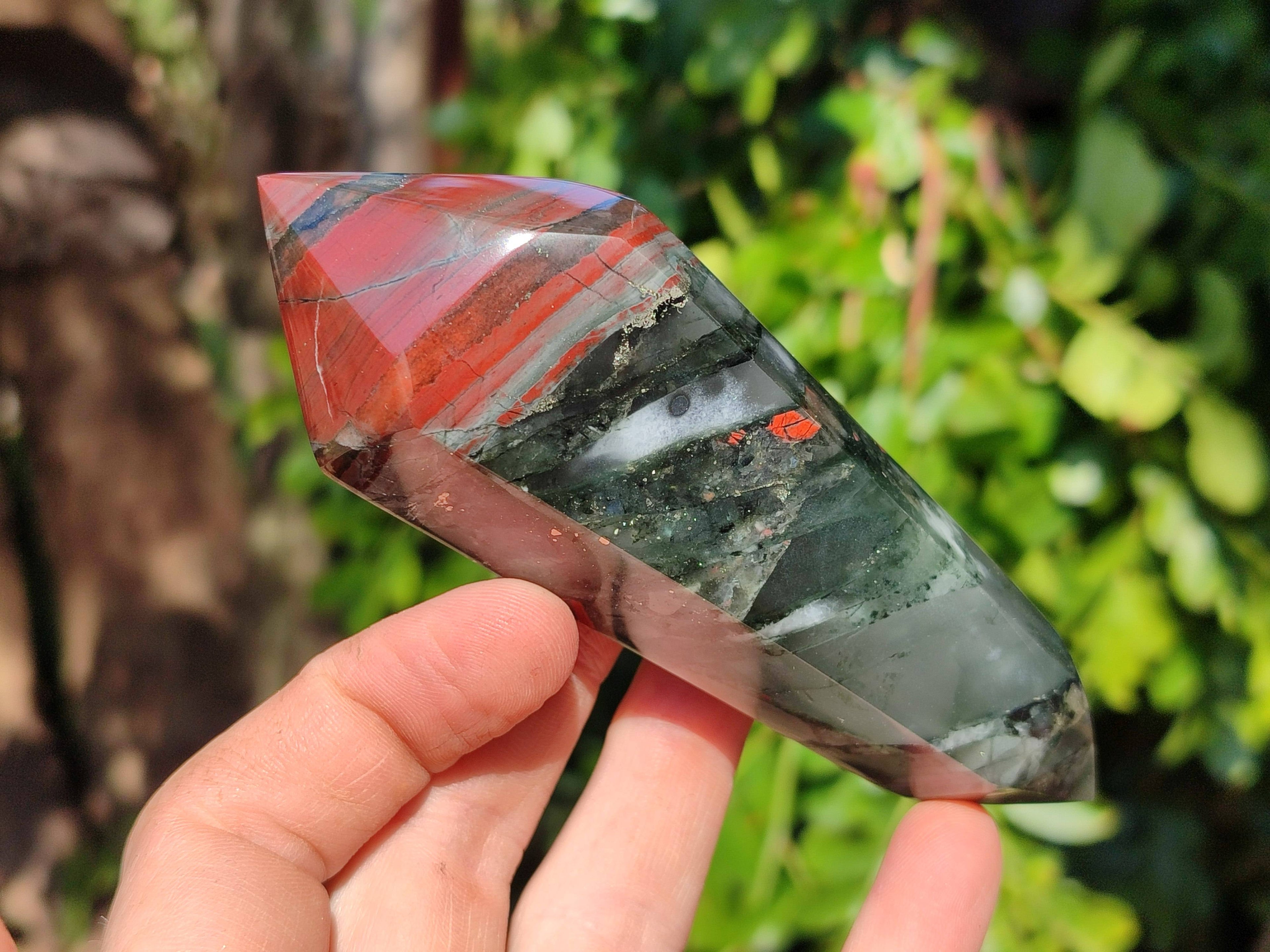 Polished Double Terminated Bloodstone Points x 6 From Swaziland - Toprock Gemstones and Minerals 