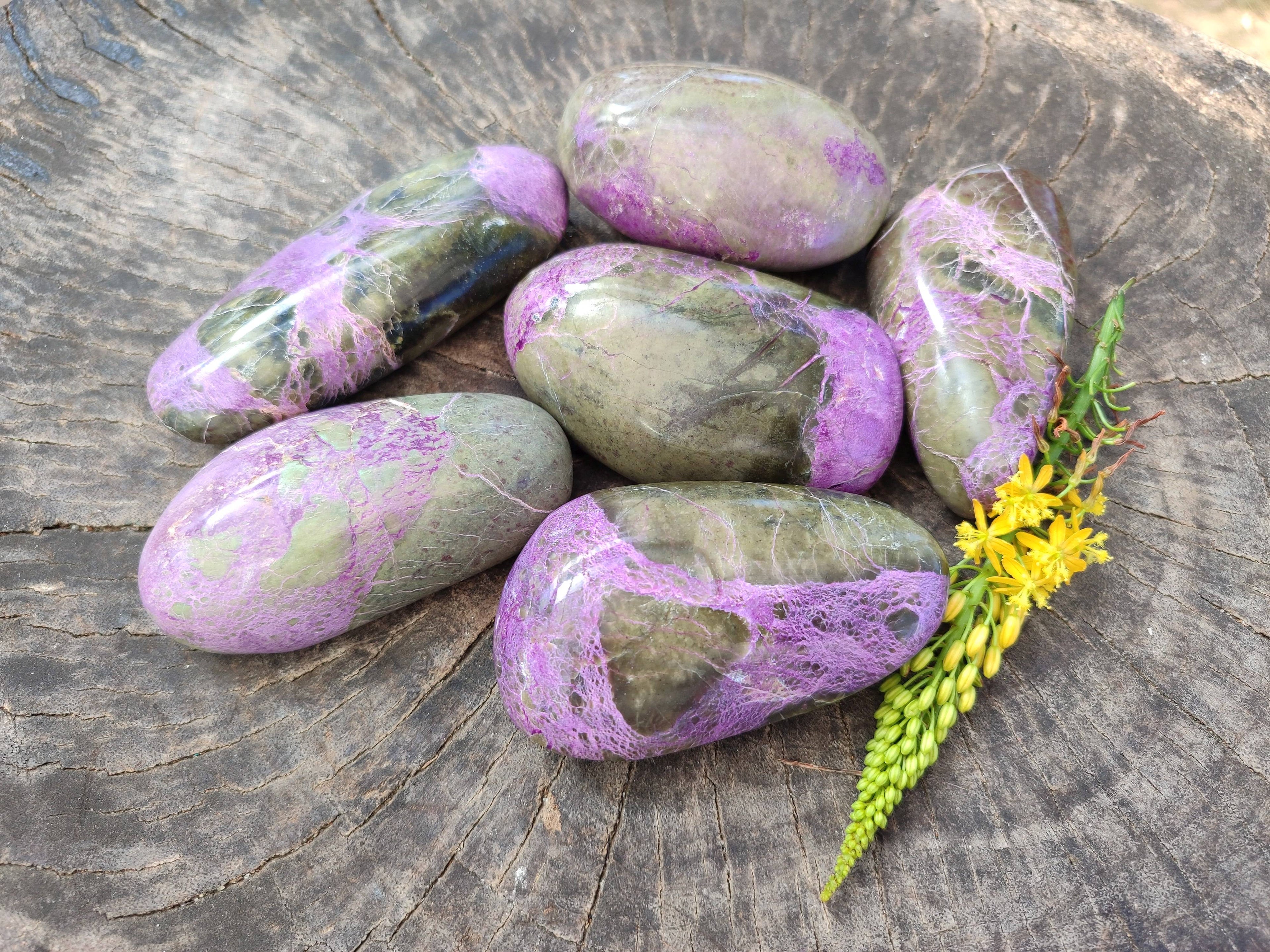 Polished Stichtite Free Forms x 6 From Barberton, South Africa - Toprock Gemstones and Minerals 