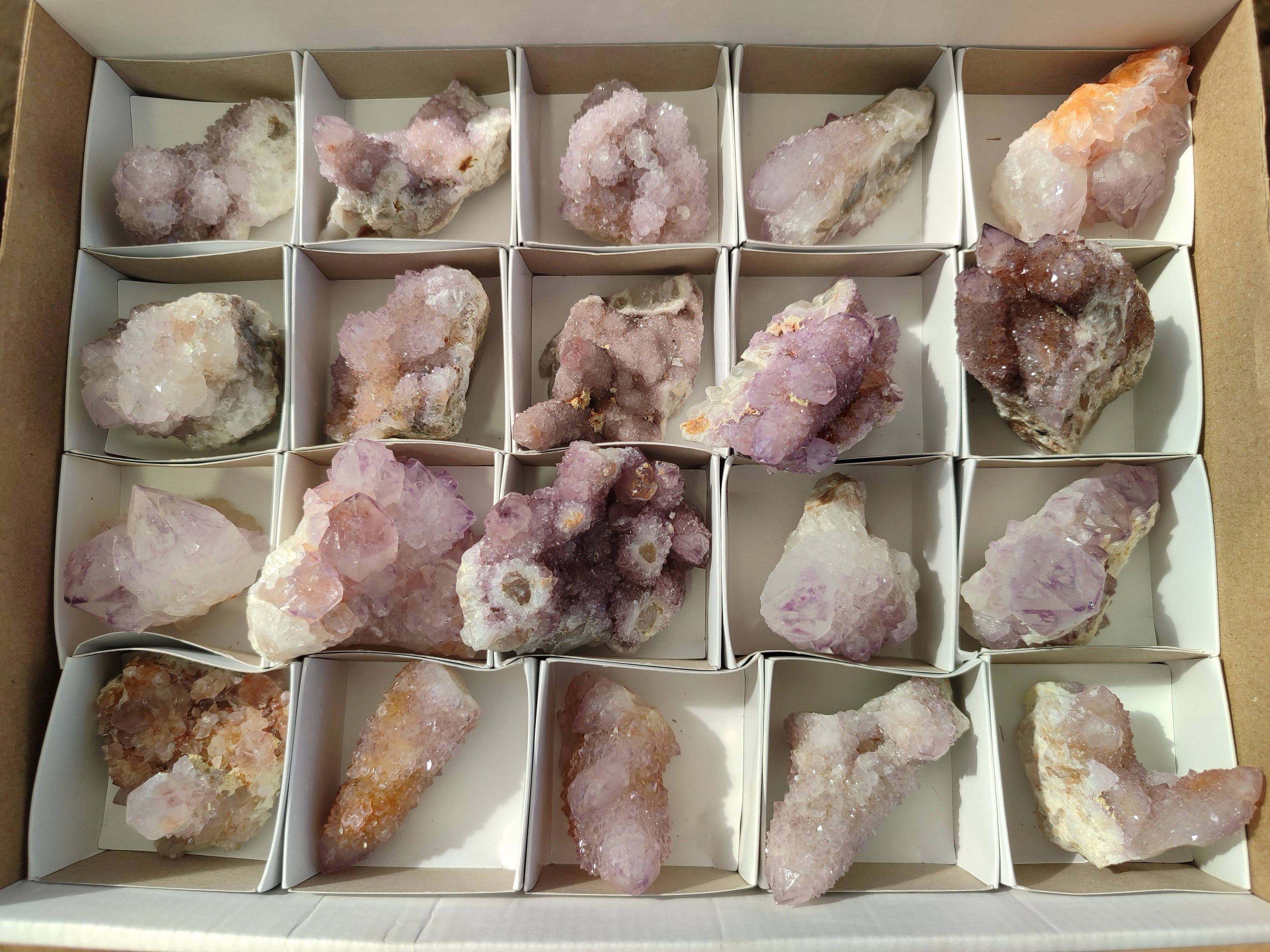 Natural Amethyst Spirit Quartz Clusters x 20 From Boekenhouthoek, South Africa - Toprock Gemstones and Minerals 