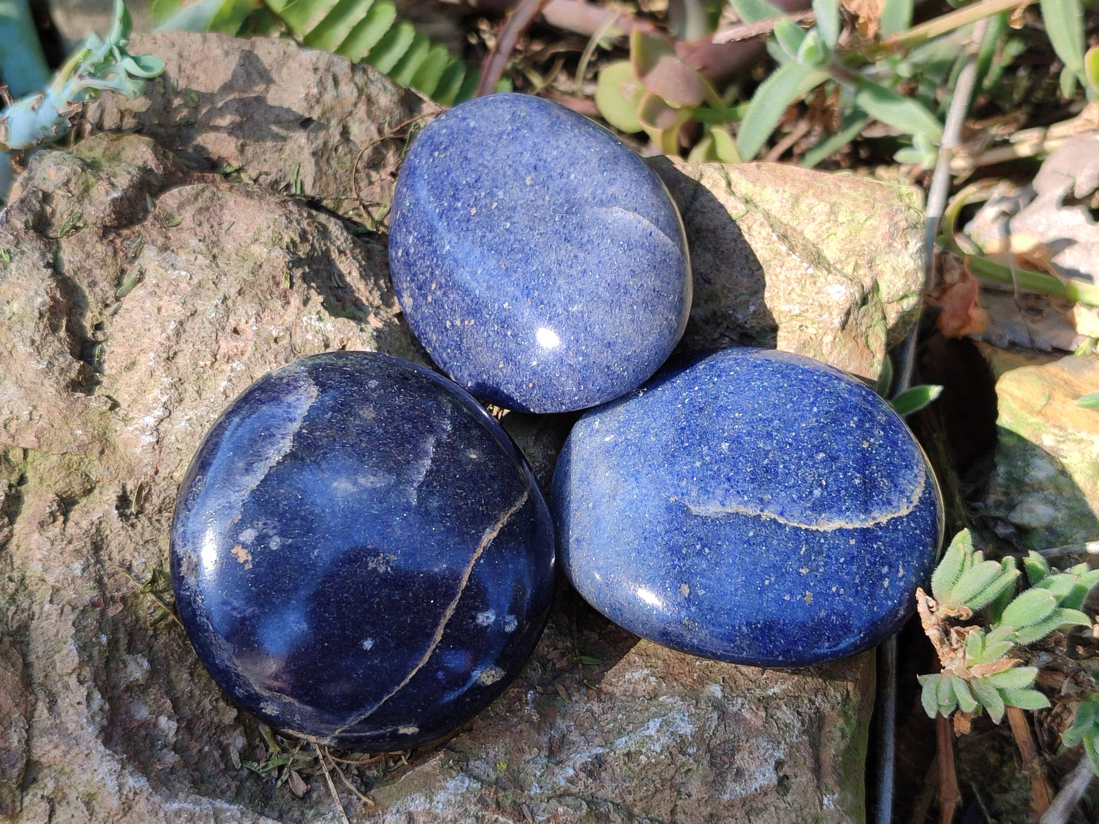 Polished Lazulite Palm Stones x 12 From Madagascar - Toprock Gemstones and Minerals 
