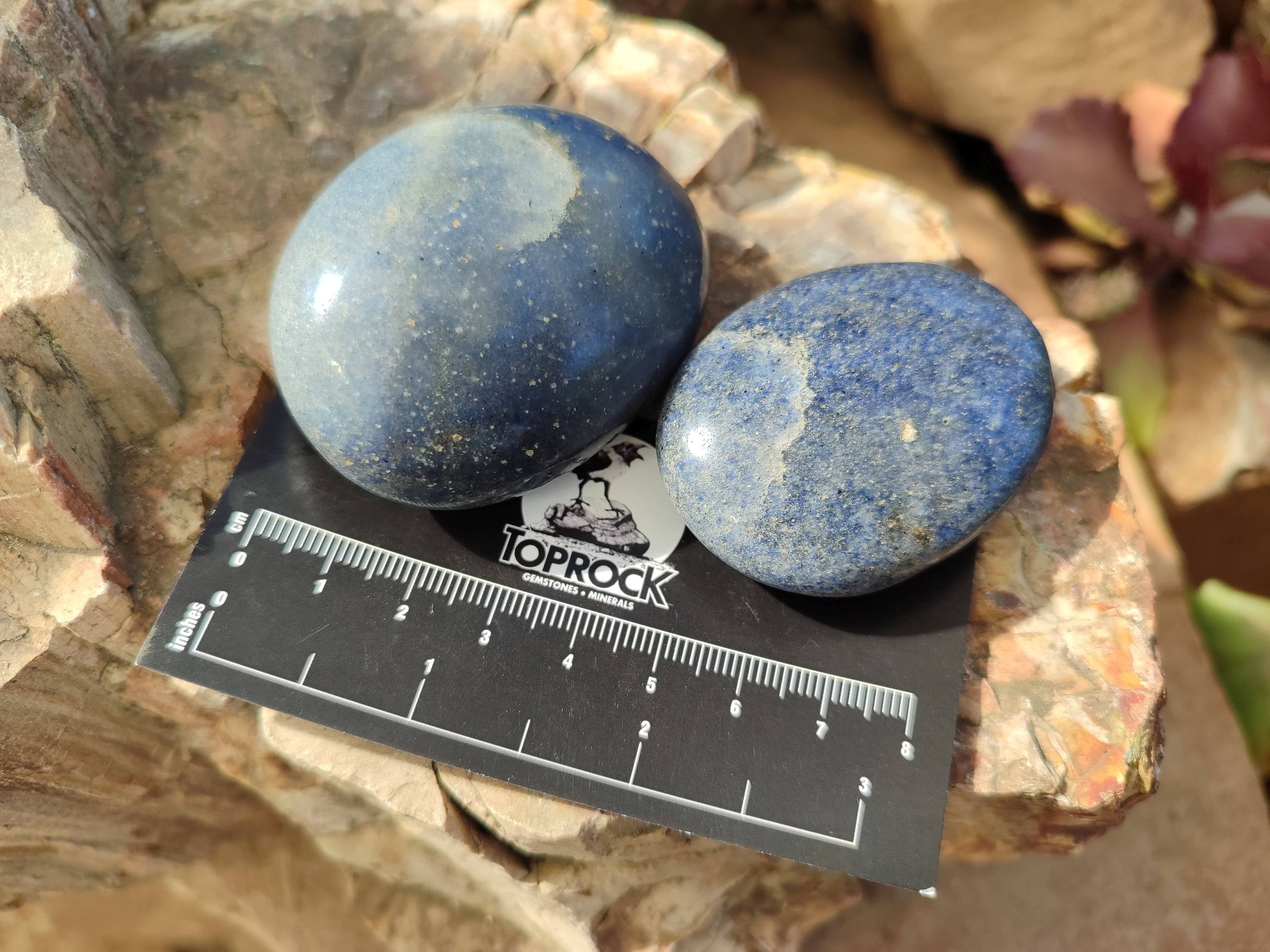 Polished Lazulite Palm Stones x 12 From Madagascar - Toprock Gemstones and Minerals 