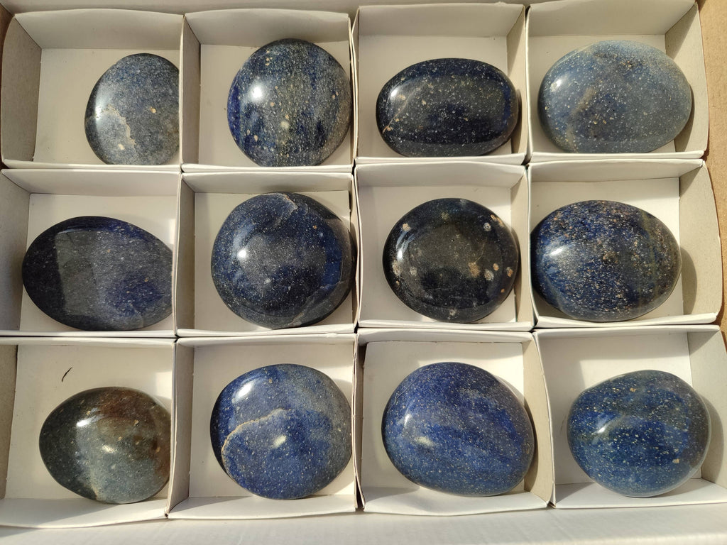 Polished Lazulite Palm Stones x 12 From Madagascar - Toprock Gemstones and Minerals 