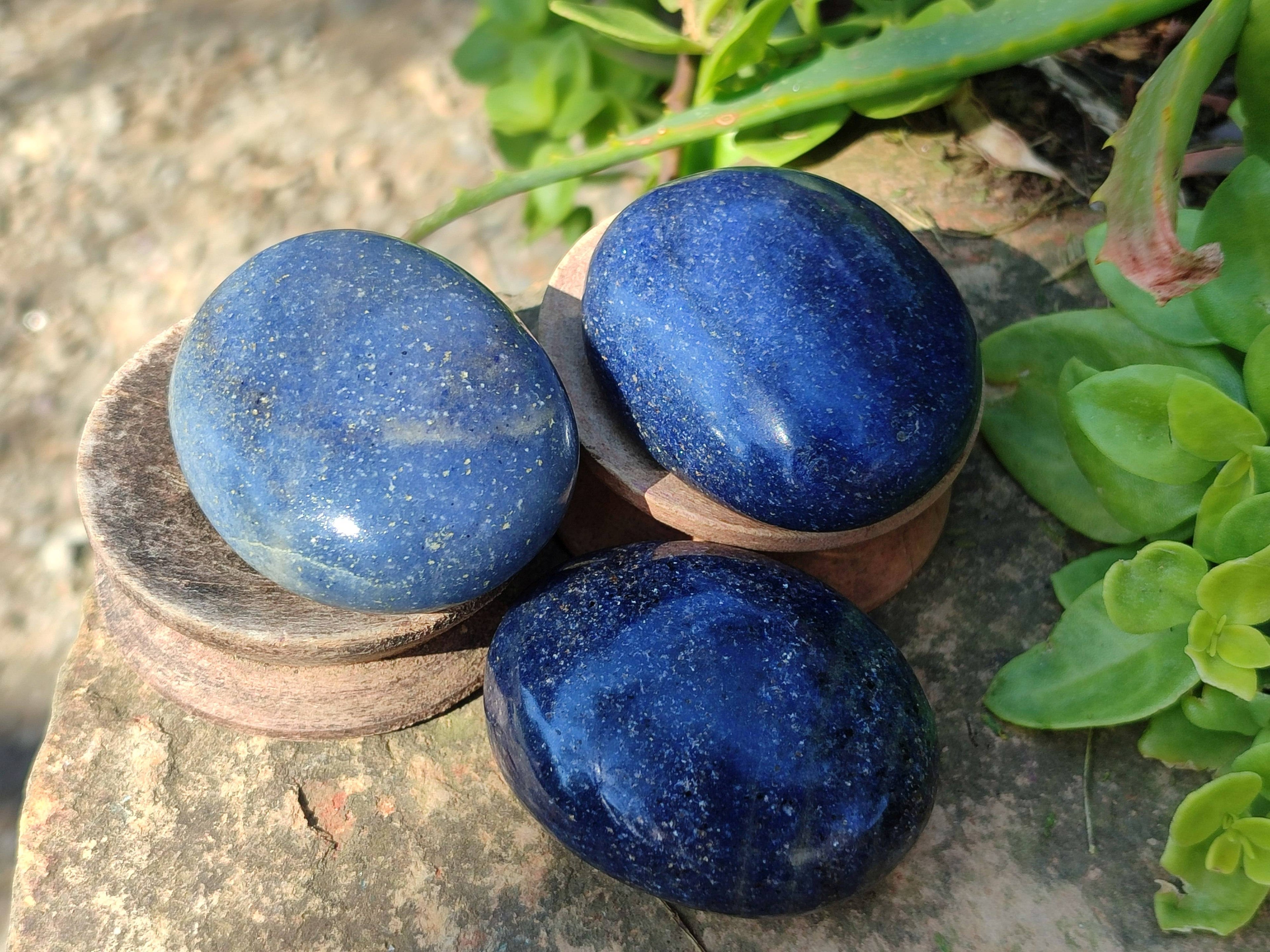 Polished Lazulite Palm Stones x 12 From Madagascar - Toprock Gemstones and Minerals 