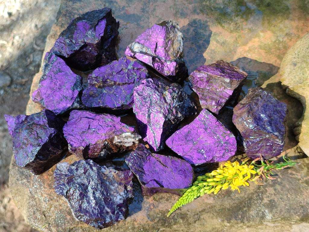 Natural Metallic Purpurite Specimens x 12 From Erongo, Namibia - Toprock Gemstones and Minerals 