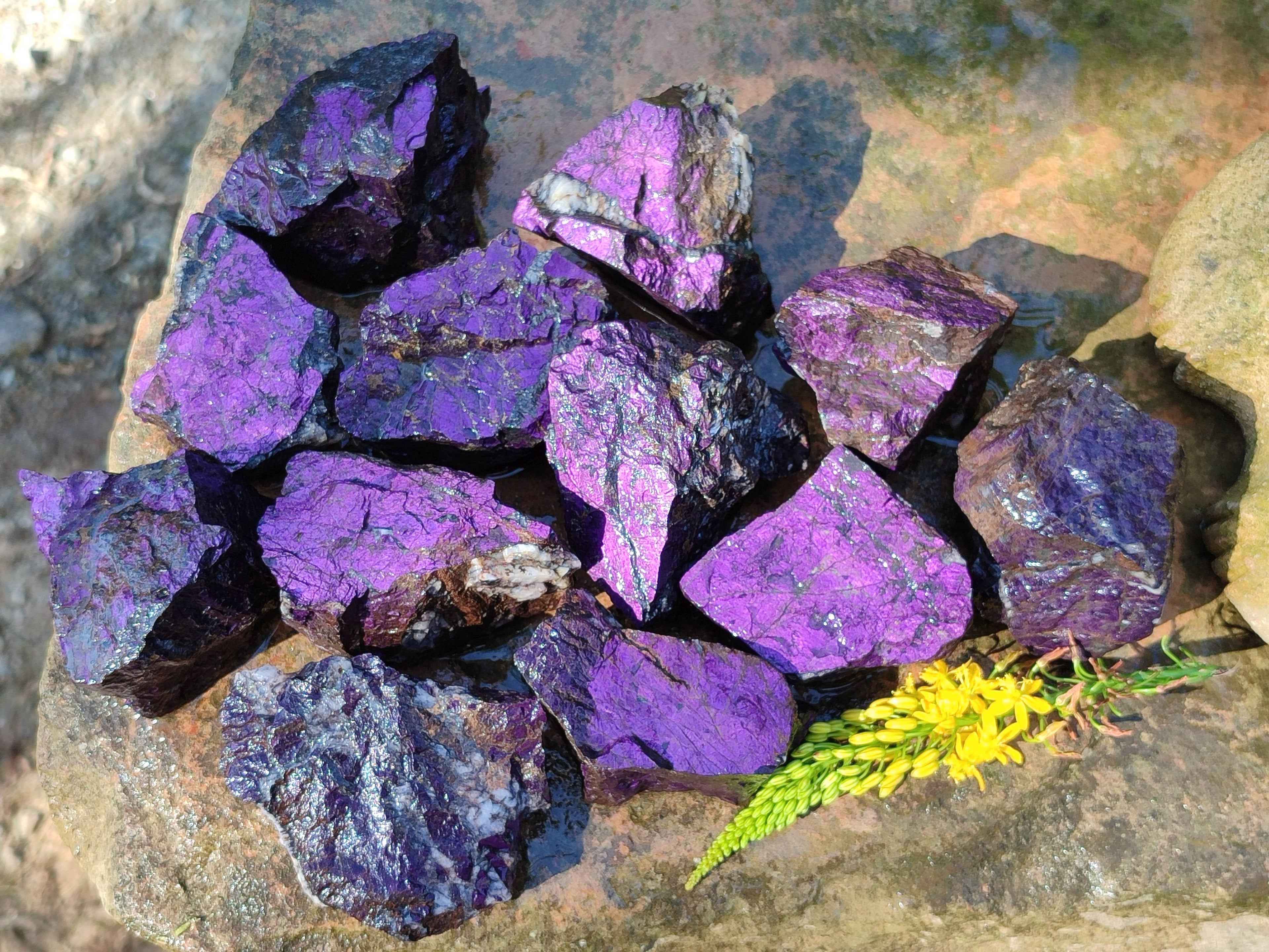 Natural Metallic Purpurite Specimens x 12 From Erongo, Namibia - Toprock Gemstones and Minerals 