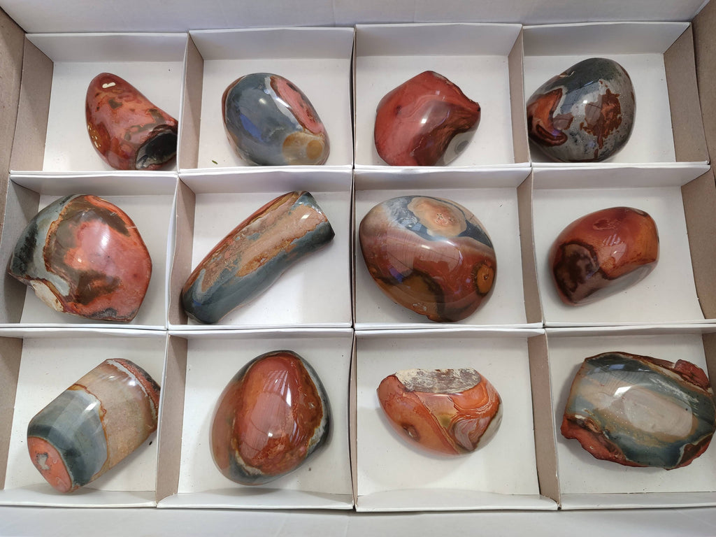 Polished On One Side Polychrome Jasper Nodules x 12 From NW Coast, Madagascar - Toprock Gemstones and Minerals 