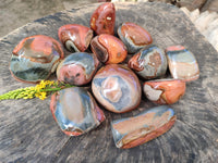 Polished On One Side Polychrome Jasper Nodules x 12 From NW Coast, Madagascar