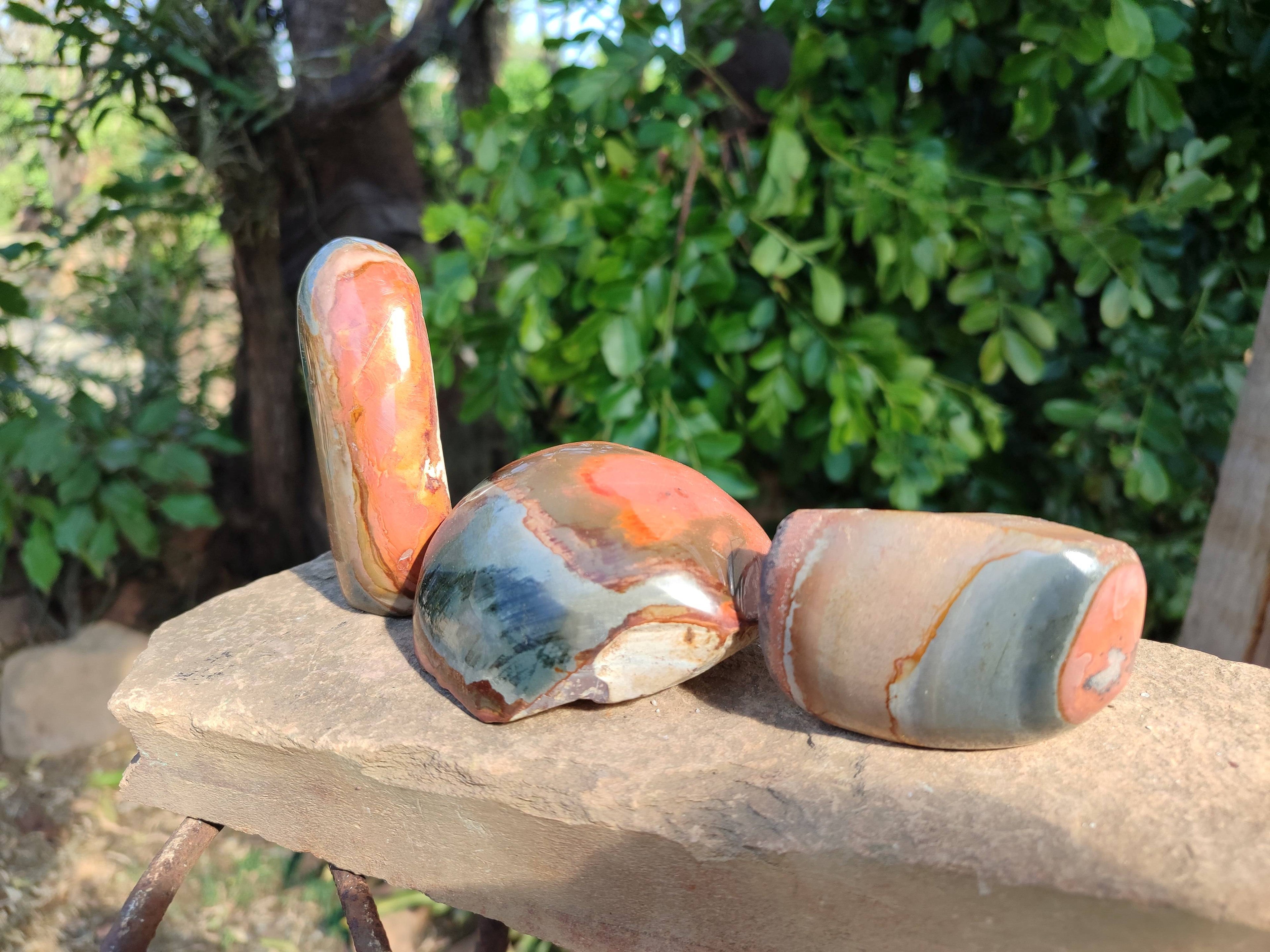 Polished On One Side Polychrome Jasper Nodules x 12 From NW Coast, Madagascar - Toprock Gemstones and Minerals 