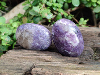 Polished Lepidolite With Pink Rubellite Palm Stones x 12 From Ambatondrazaka, Madagascar