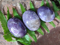 Polished Lepidolite With Pink Rubellite Palm Stones x 12 From Ambatondrazaka, Madagascar