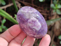 Polished Lepidolite With Pink Rubellite Palm Stones x 12 From Ambatondrazaka, Madagascar