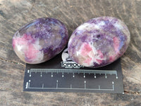 Polished Lepidolite With Pink Rubellite Palm Stones x 12 From Ambatondrazaka, Madagascar