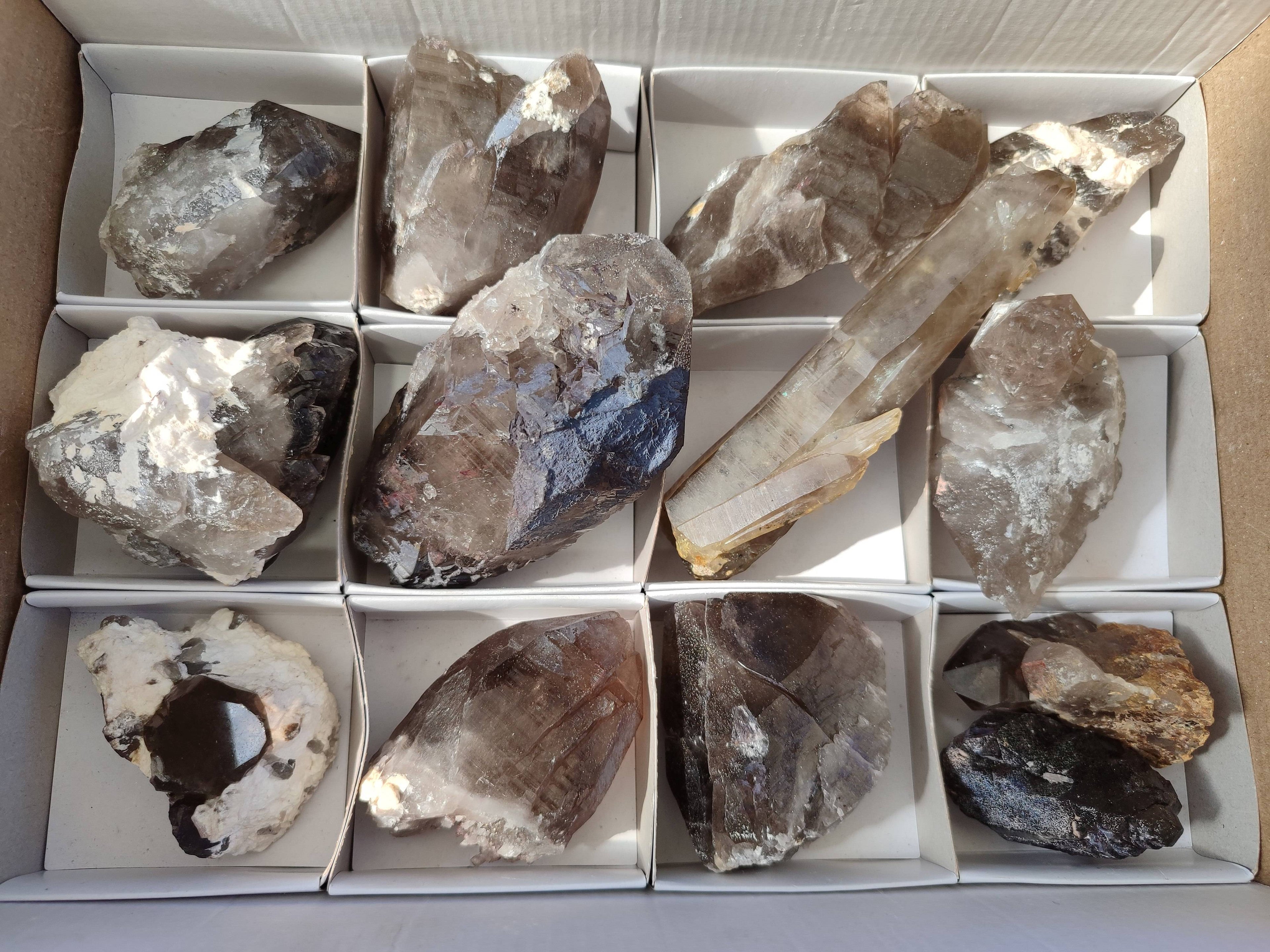 Natural Smokey Quartz Crystals x 13 From Mulanje, Malawi - Toprock Gemstones and Minerals 