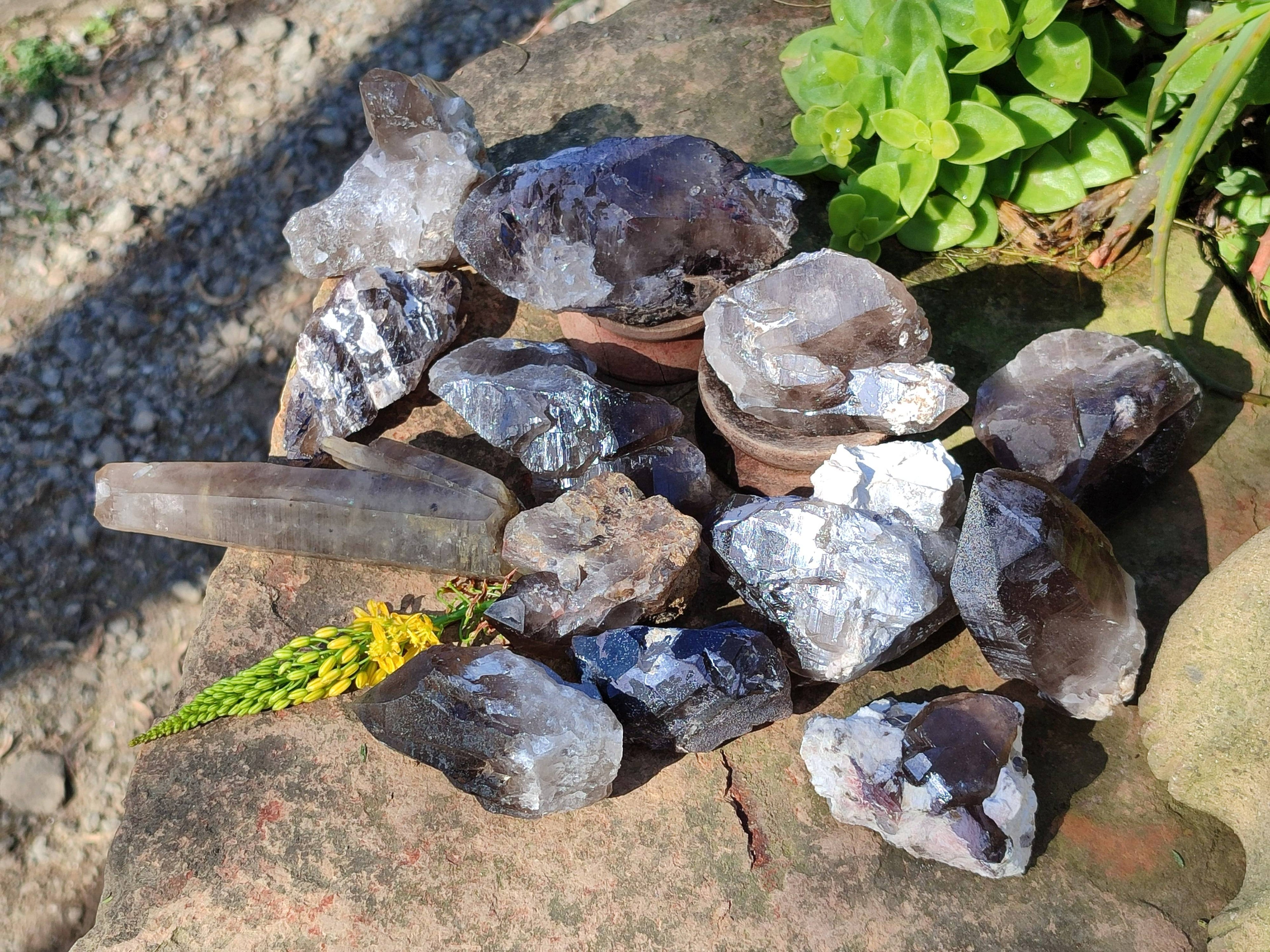 Natural Smokey Quartz Crystals x 13 From Mulanje, Malawi - Toprock Gemstones and Minerals 
