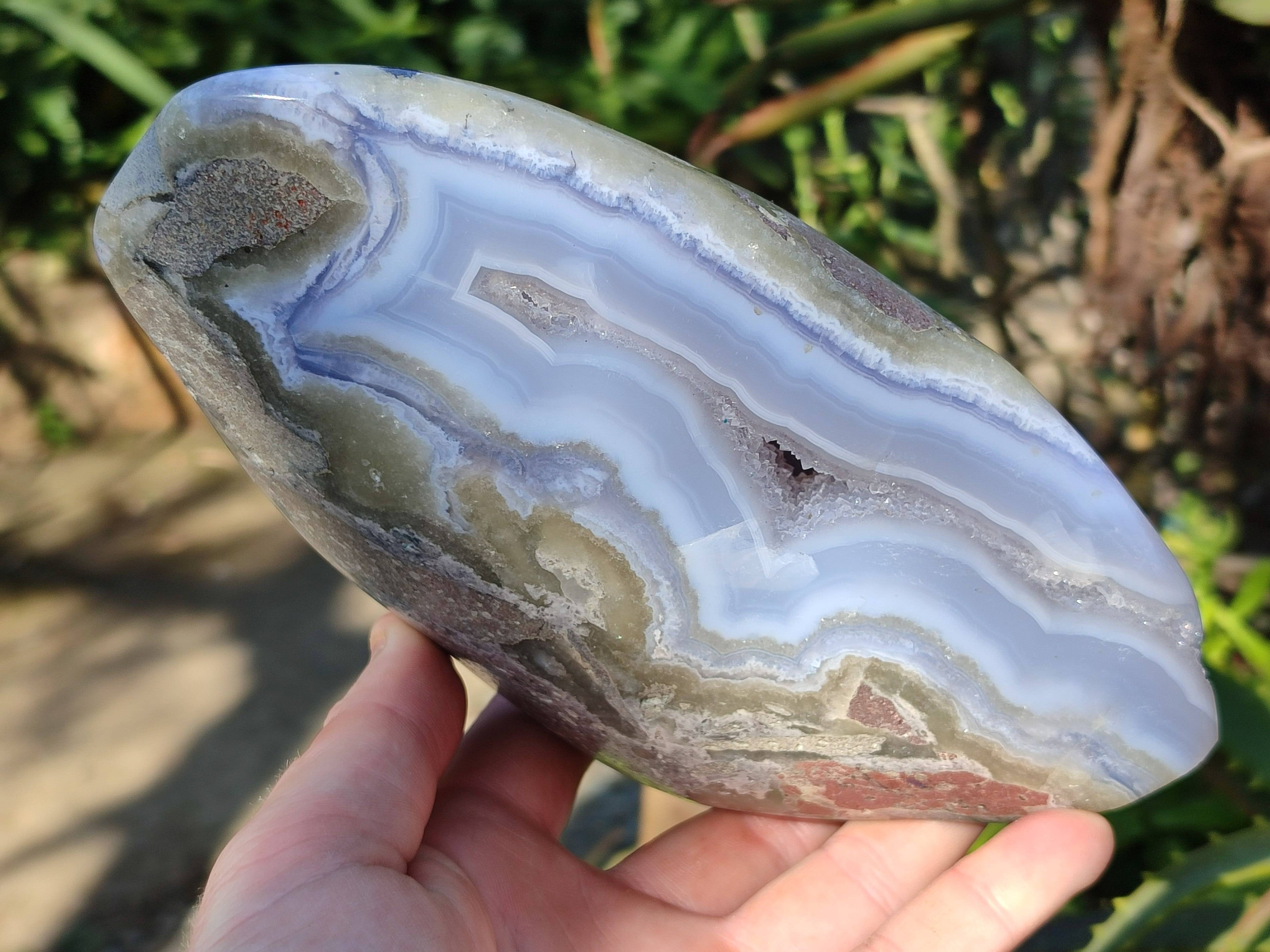 Polished Blue Lace Agate Standing Free Form x 1 From Nsanje, Malawi - Toprock Gemstones and Minerals 