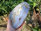 Polished Blue Lace Agate Standing Free Form x 1 From Nsanje, Malawi - Toprock Gemstones and Minerals 